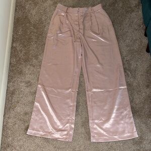 Satin Pink Wide-Leg Pants